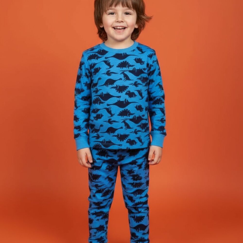 Boys Blue Shadow Dinosaur Kids Pajama Set , Soft cotton Andrew Scott NWT - Picture 2 of 4